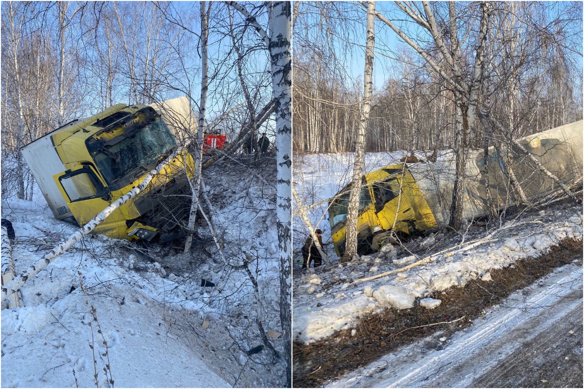 Под Челябинском водитель грузовика влетел в дерево и погиб*