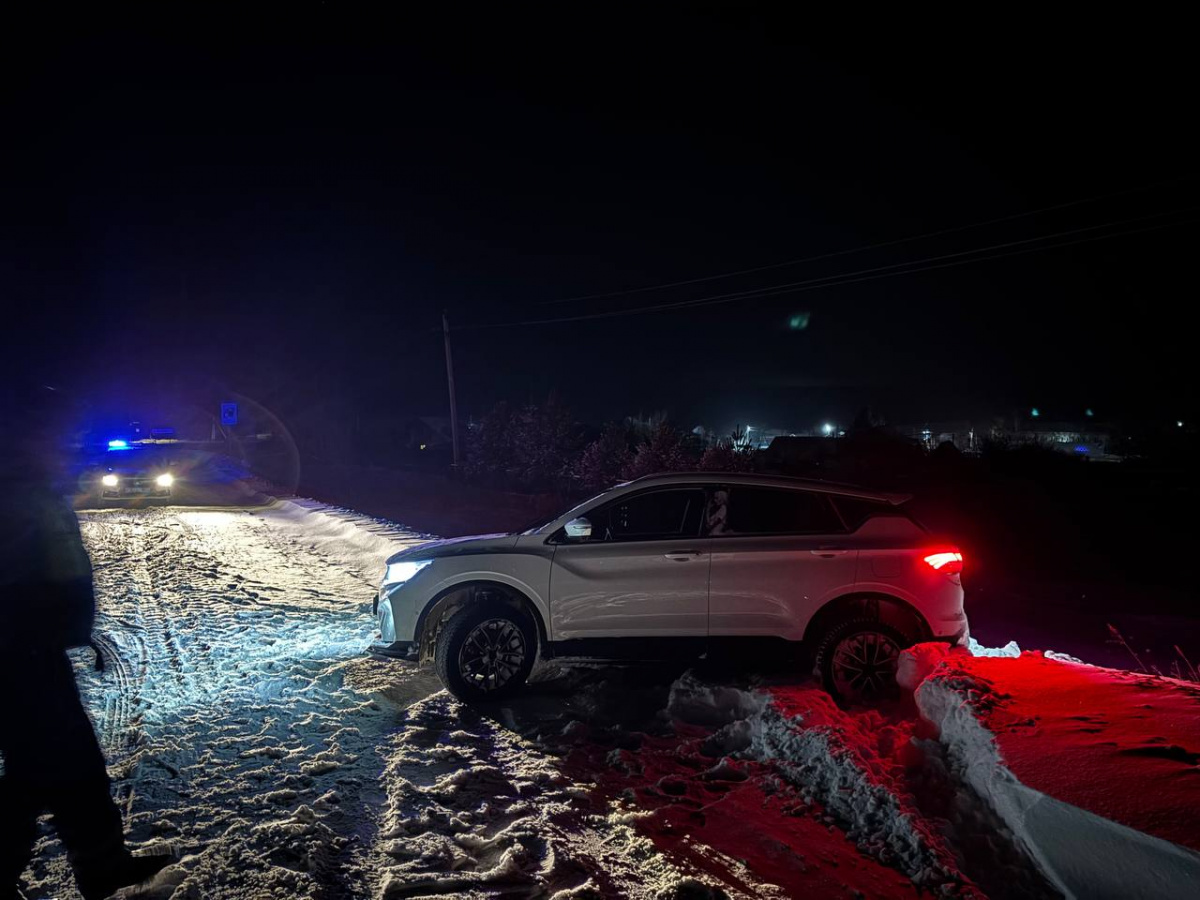 Челябинские инспекторы спасли водителя, застрявшего в сугробе после аварии*1
