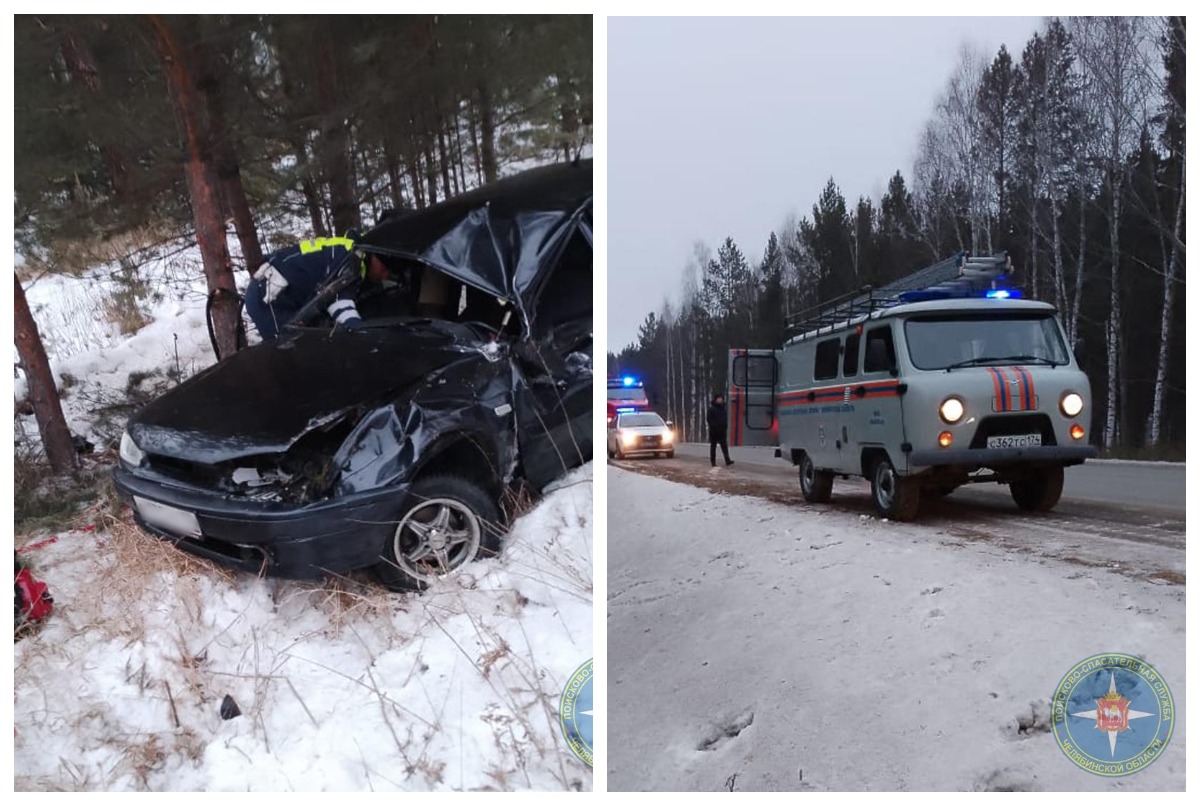 Улетевшую в кювет легковушку смяло при ударе о дерево под Кыштымом*