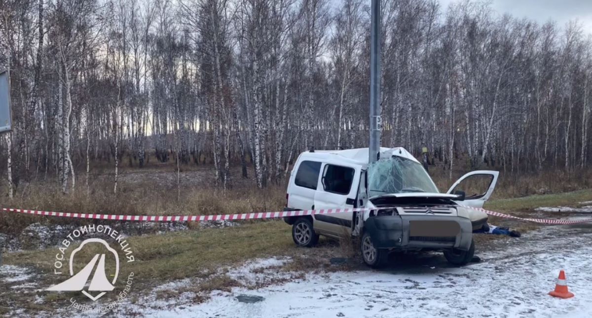 Столб пронзил иномарку во время ДТП в Челябинской области*