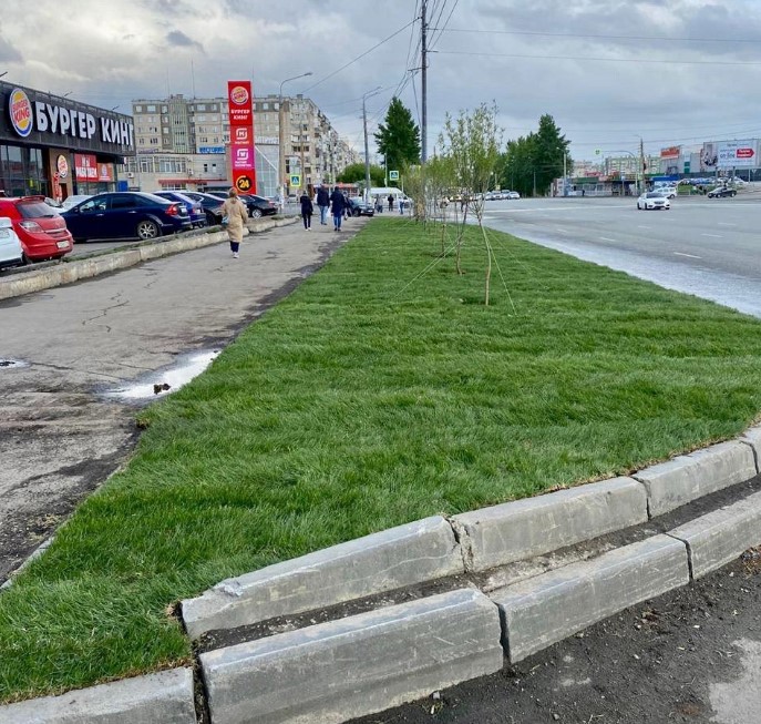 В Челябинске на месте рынка из киосков появились газон и деревья
