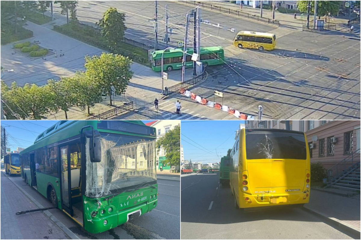 Пассажирский автобус протаранил часть Алого поля в Челябинске *