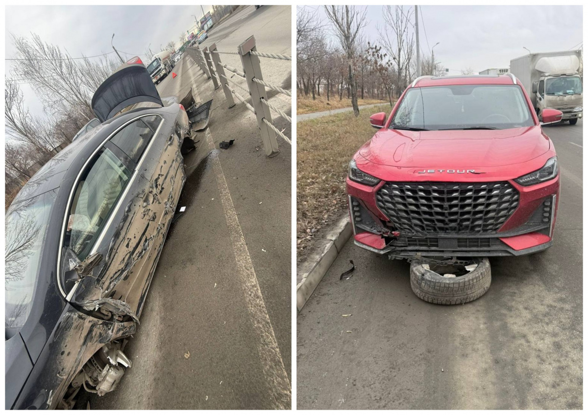 Челябинец на Volkswagen врезался в барьер и «прострелил» колесом соседний Jetour*