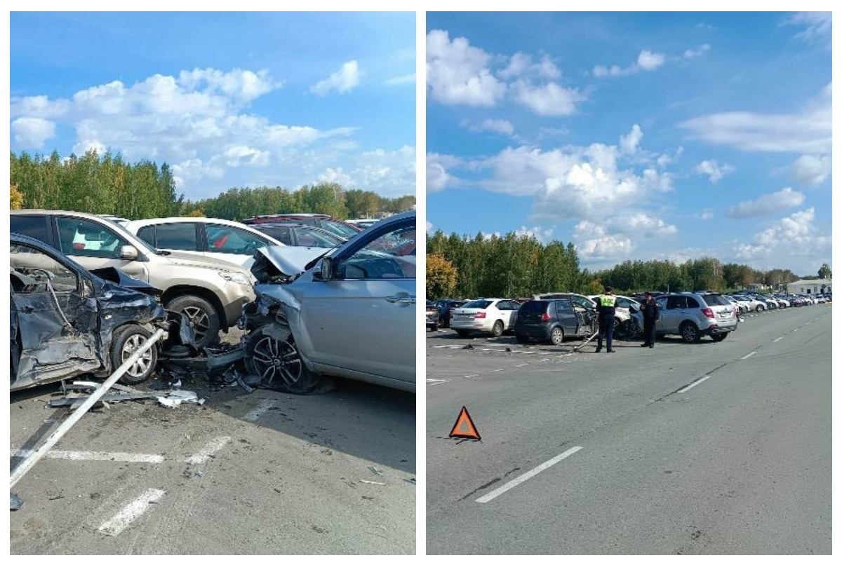 Водитель иномарки протаранил шесть автомобилей на стоянке в Озерске *