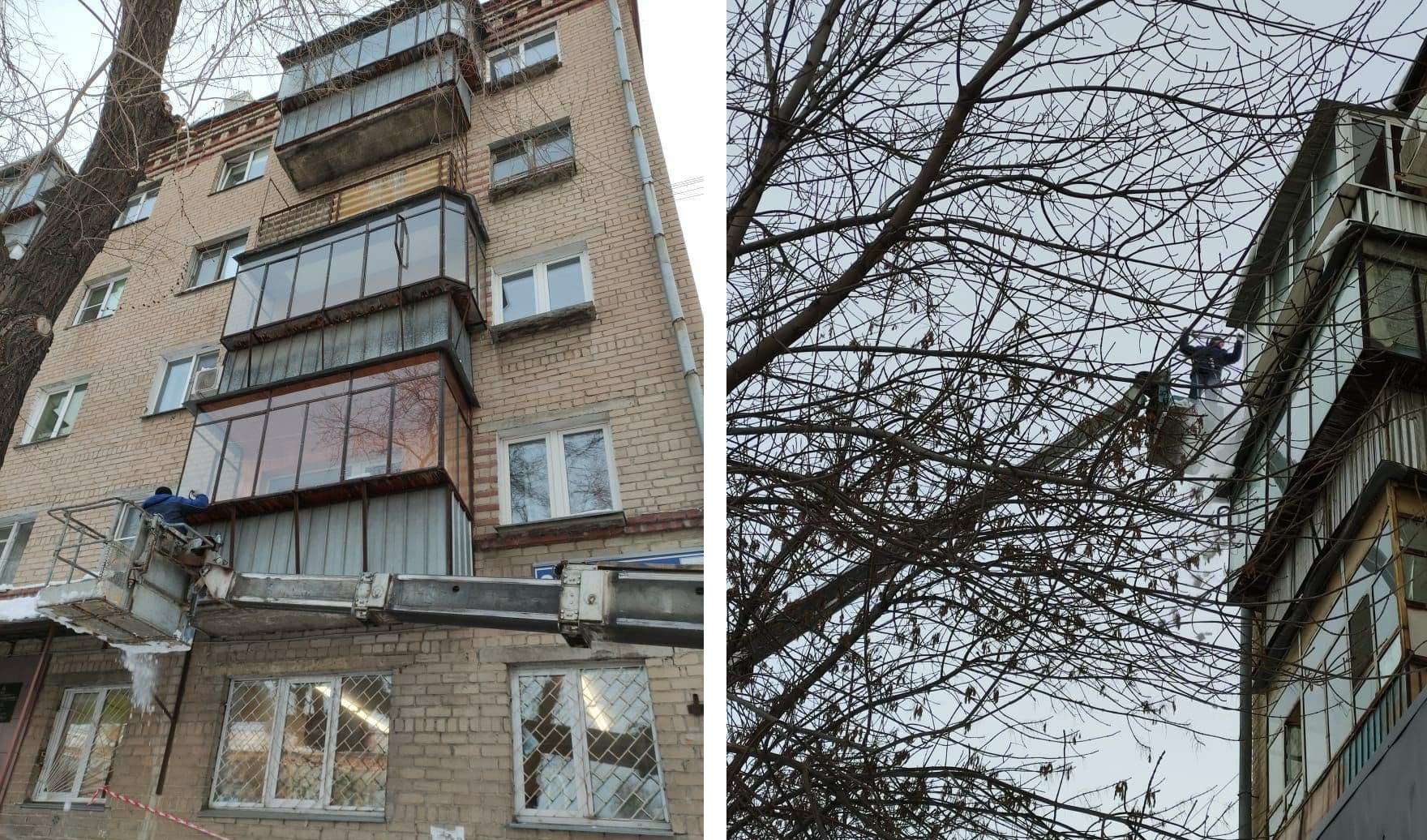 В Челябинске начали чистить крыши и сбивать сосульки