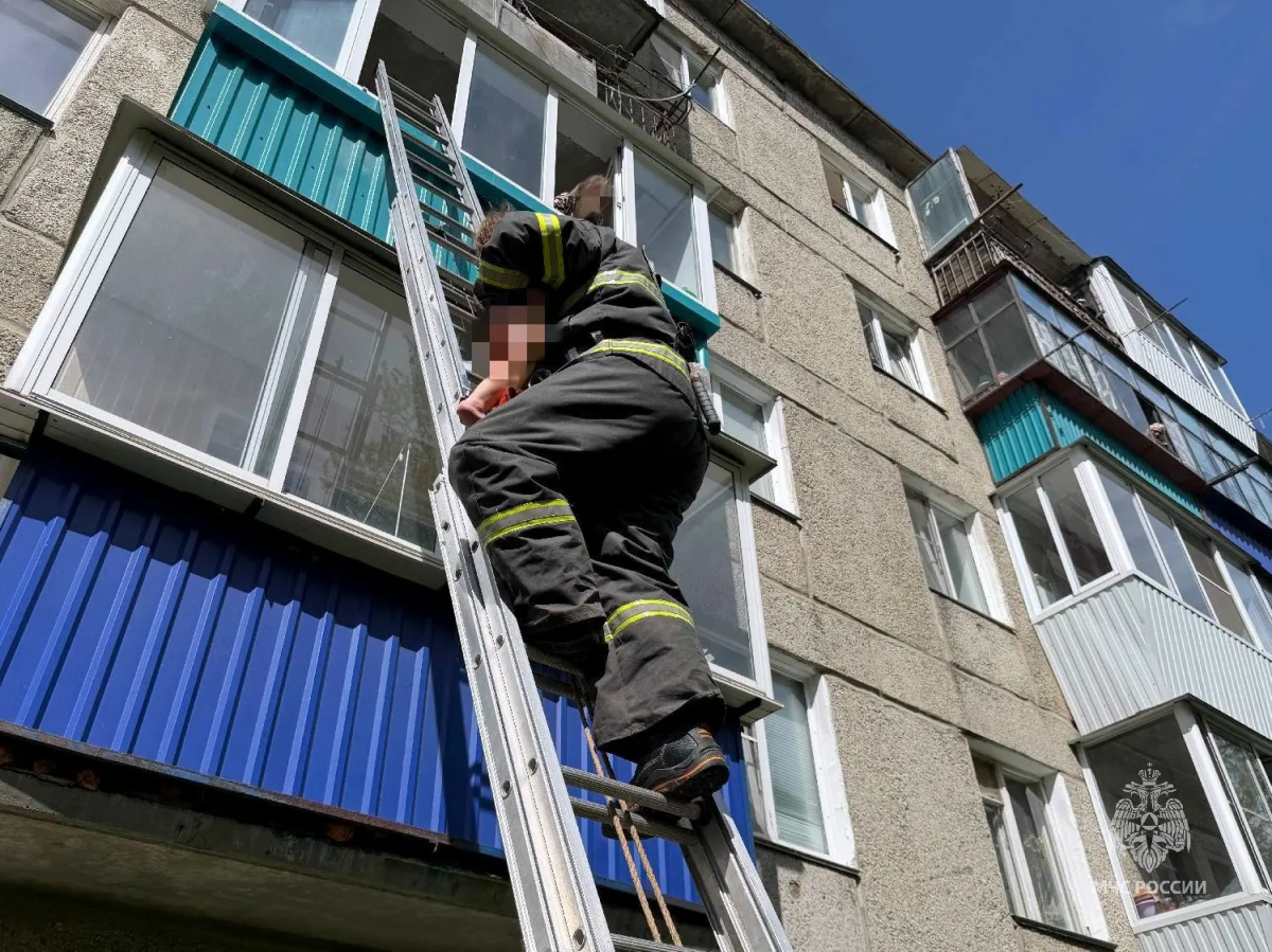 В Кыштыме из горящего дома жильцов спасали с балконов*