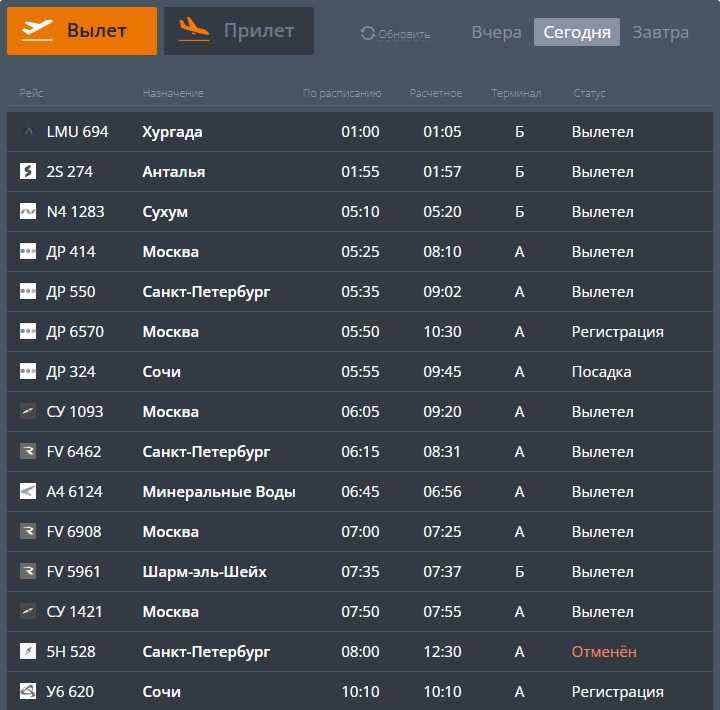 Скриншот с онлайн-табло аэропорта имени Курчатова в Челябинске вылет.jpg