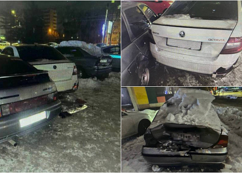 В Челябинске водитель Mazda помял три автомобиля и сбежал с места ДТП